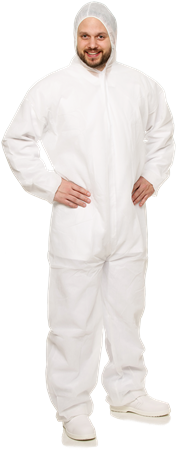 Coverall Vit Polypropylen Huva